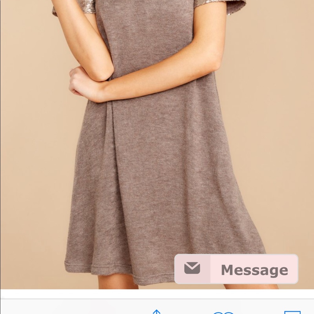 Sequin sleeved knit dress